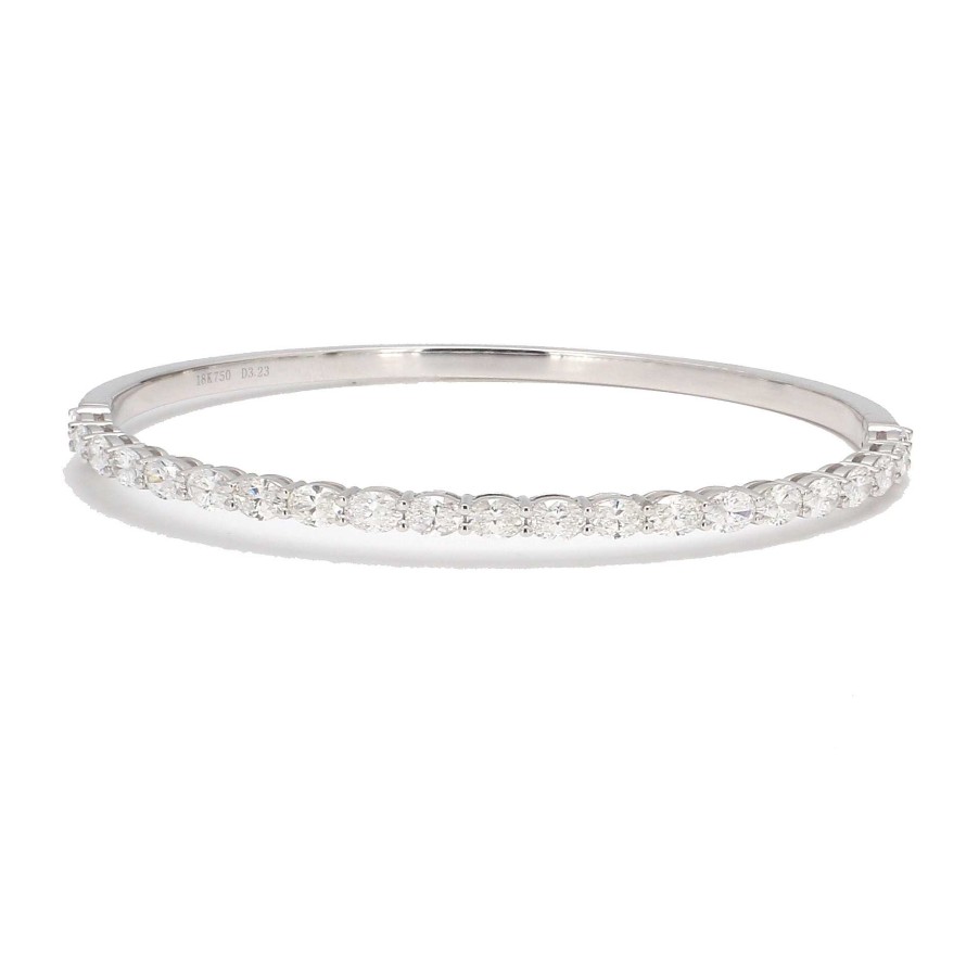 Bracelets & Bangles Bailey's Fine Jewelry | White Gold East To West Set Oval Diamond Bangle