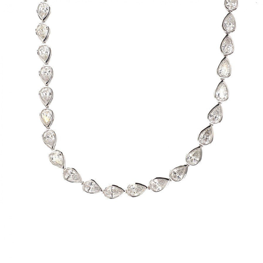 Necklaces & Pendants Bailey's Fine Jewelry | Diamond Pear Shape Bezel Tennis Necklace