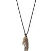 Necklaces & Pendants John Varvatos | John Varvatos Raven Mixed Metal Feather Pendant Necklace