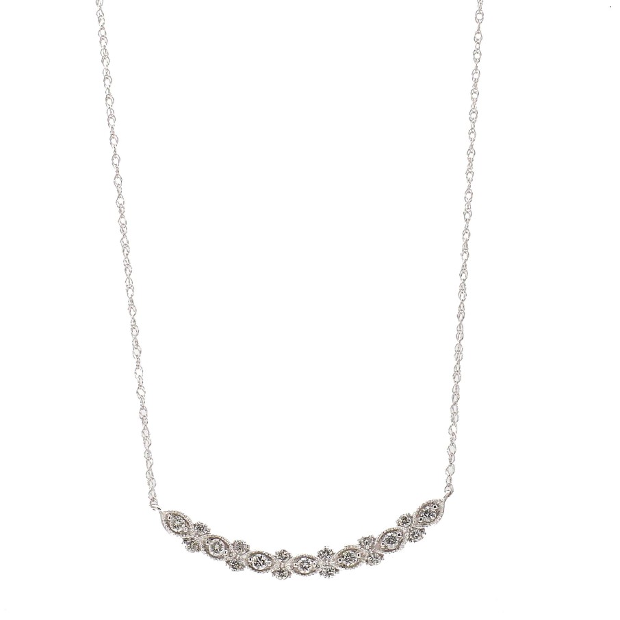 Necklaces & Pendants Bailey's Fine Jewelry | Milgrain Curved Diamond Pendant Necklace