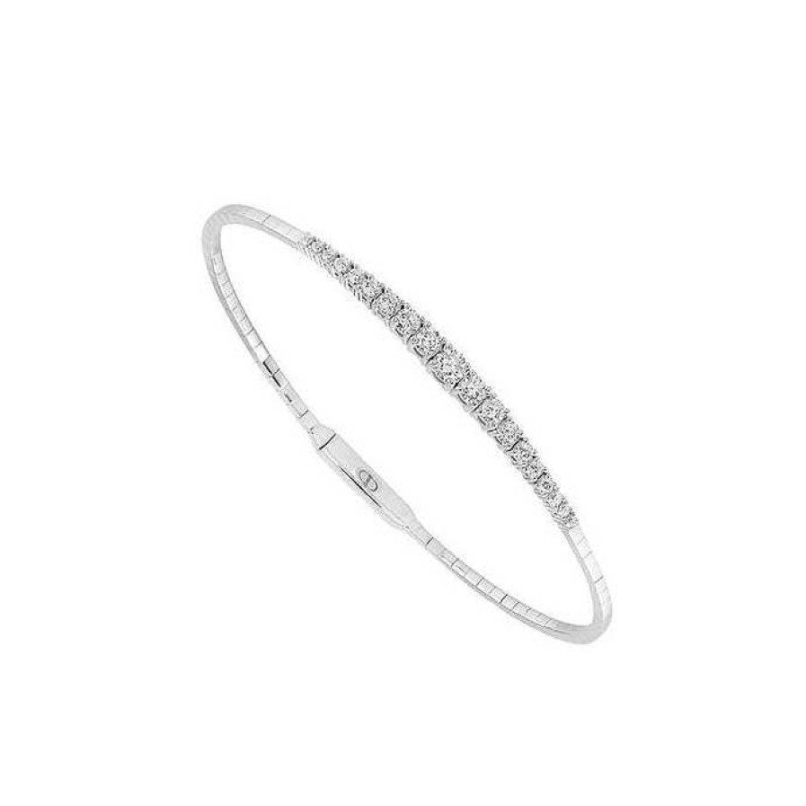 Bracelets & Bangles Bailey's Fine Jewelry | Graduated Diamond Flex Bangle Bracelet In 14K White Gold