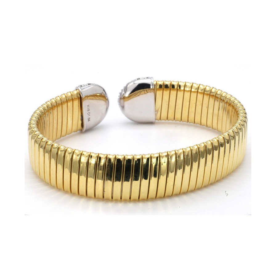 Bracelets & Bangles Bailey's Fine Jewelry | Thick Two-Toned Gold Cuff With Diamond End Caps