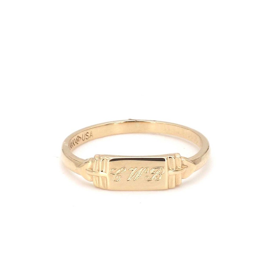 Fashion Rings Bailey's Fine Jewelry | Bailey'S Children'S Collection Gold Embossed Rectangle Ring