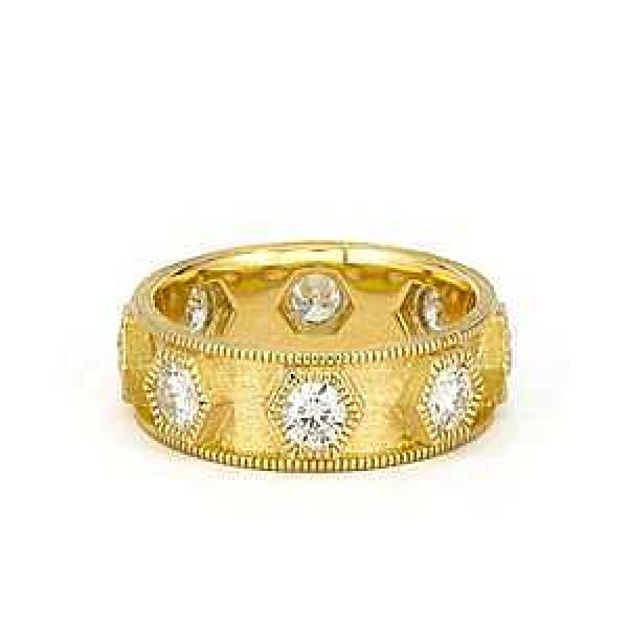 Fashion Rings Jude Frances | Jude Frances Moroccan Wide Band With Diamond Stations