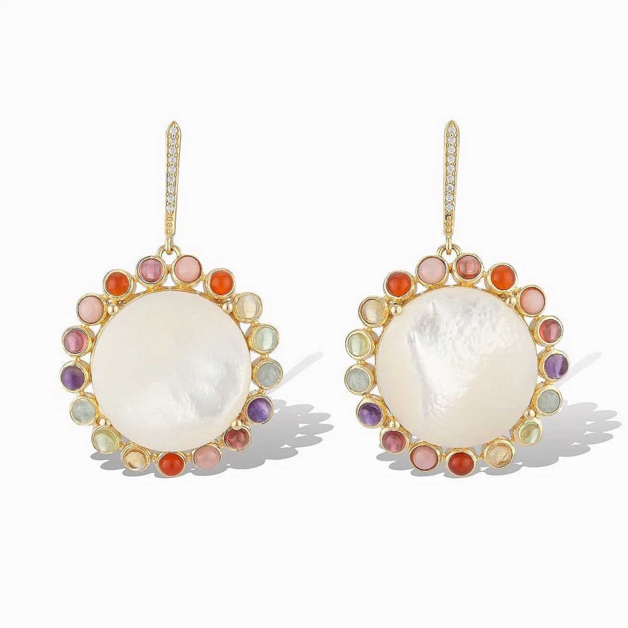 Earrings Bailey's | Laura Foote Pave And Rainbow Mother Of Pearl Drop Earrings