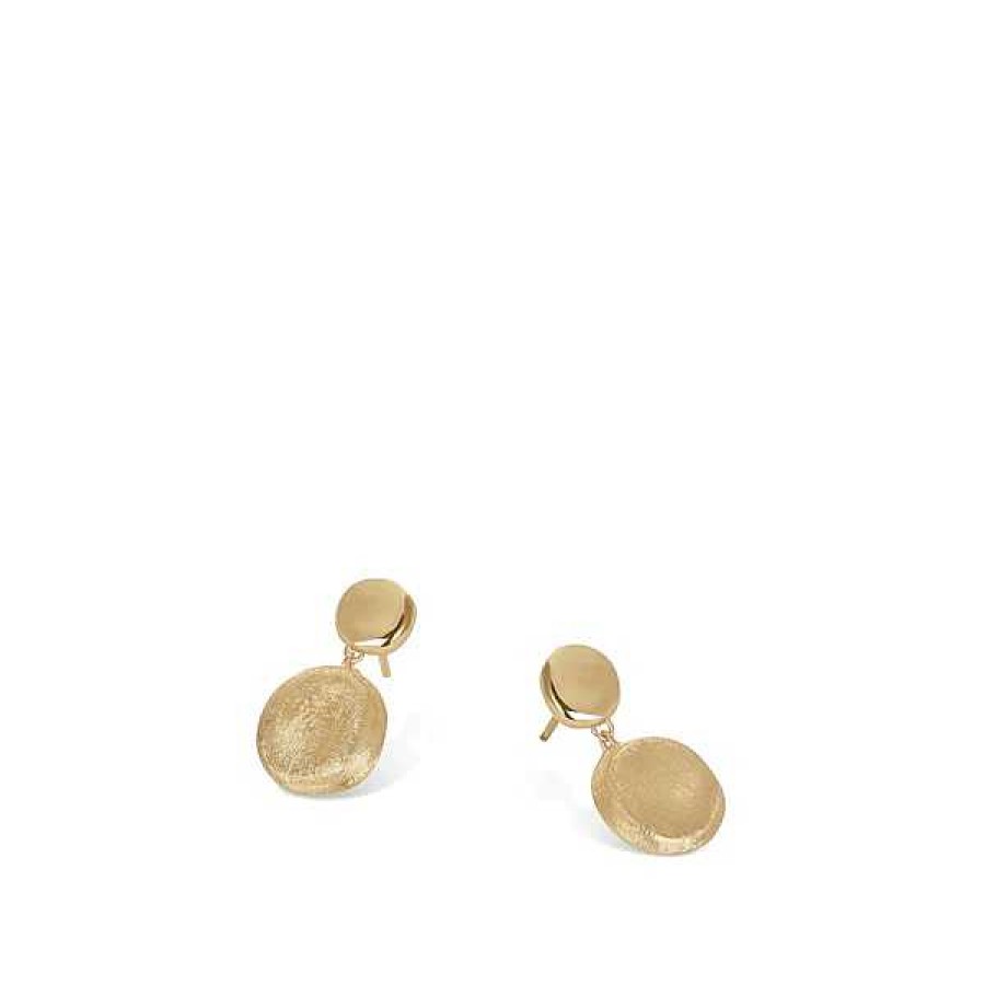 Earrings Marco Bicego | Marco Bicego Jaipur Collection Gold Engraved And Polished Double Drop Earrings