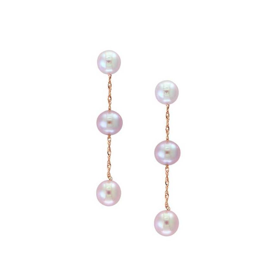 Earrings Bailey's Fine Jewelry | Pink Freshwater Three Pearl Drop Earrings