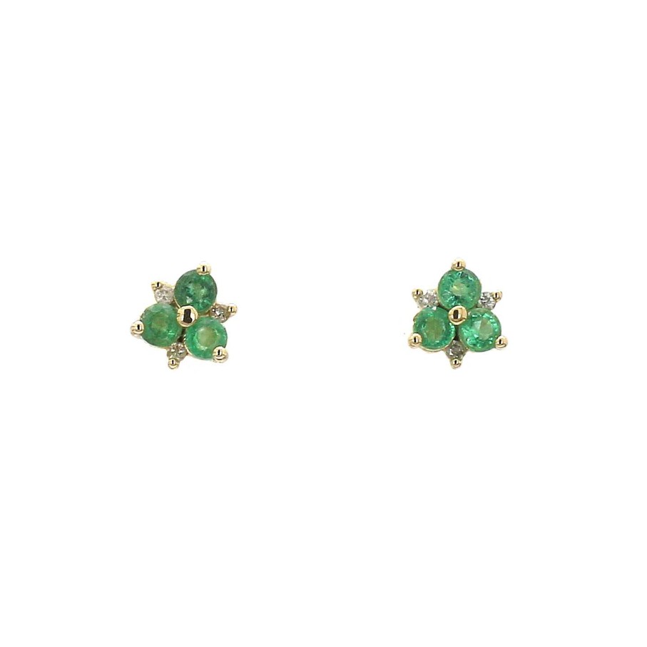 Earrings Bailey's Fine Jewelry | Three Stories Pave Diamond And Sapphire Flower Stud Earrings