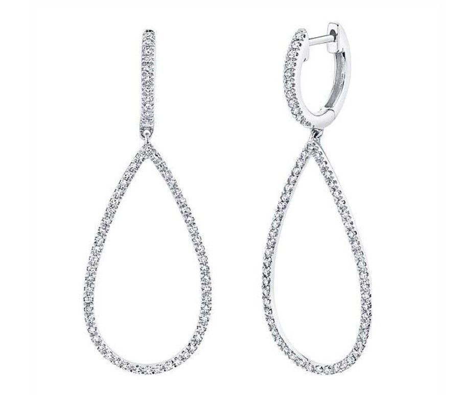 Earrings Bailey's Fine Jewelry | Diamond Teardrop Earrings In 14Kt White Gold