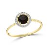 Fashion Rings Bailey's Fine Jewelry | Smoky Quartz & Diamond Halo Ring In 14K Yellow Gold