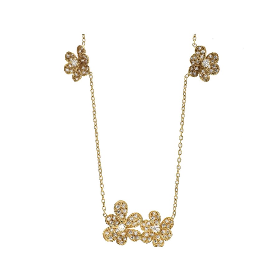 Necklaces & Pendants Bailey's Fine Jewelry | Stationary Set Flowers With Diamonds Necklace