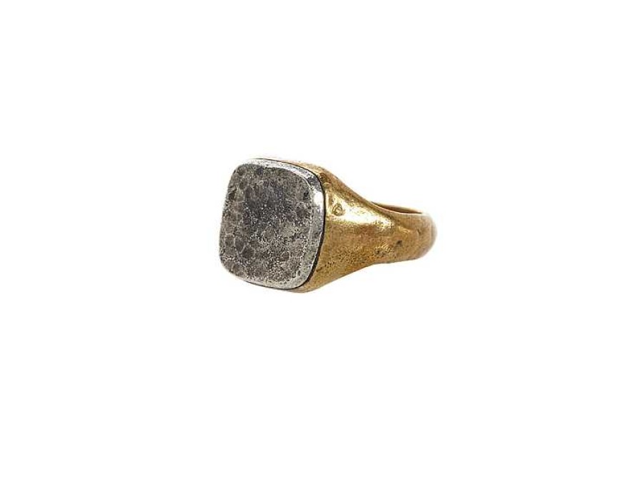 Fashion Rings John Varvatos | John Varvatos Distressed Mixed Metal Square Signet Ring