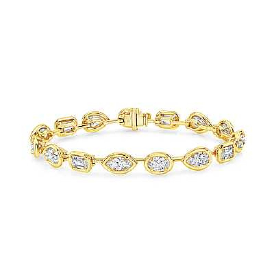 Bracelets & Bangles Bailey's | 18Kt Gold And Diamond Mixed-Shape Line Bracelet