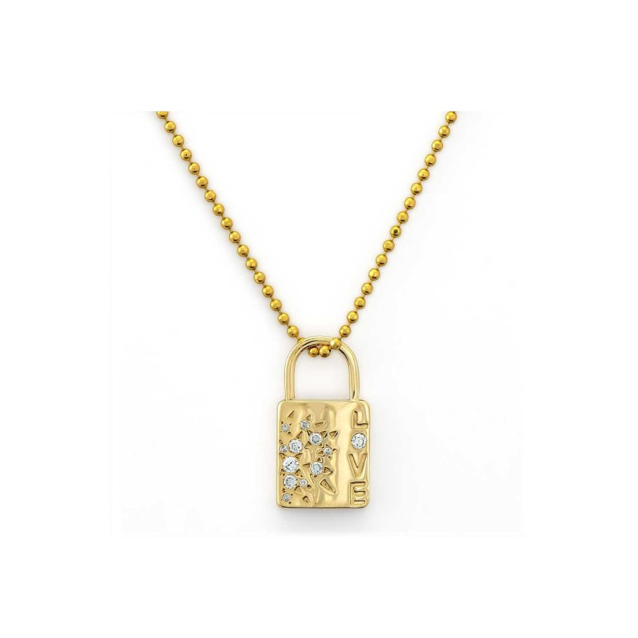 Necklaces & Pendants Bailey's Fine Jewelry | Three Stories Medium Love Lock Pendant With Diamonds