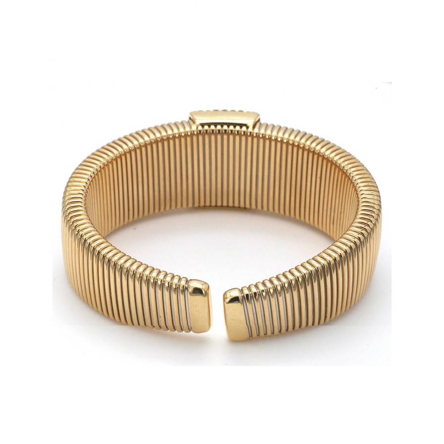 Bracelets & Bangles Bailey's Fine Jewelry | Gold Flex Cuff Bracelet With Diamond Center Station