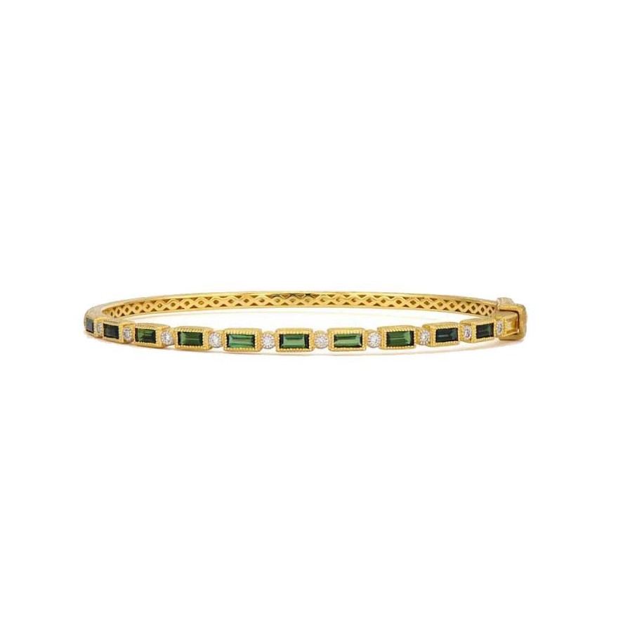 Bracelets & Bangles Jude Frances | Jude Frances Provence Multi Shade Green Tourmaline And Diamond Bangle Bracelet