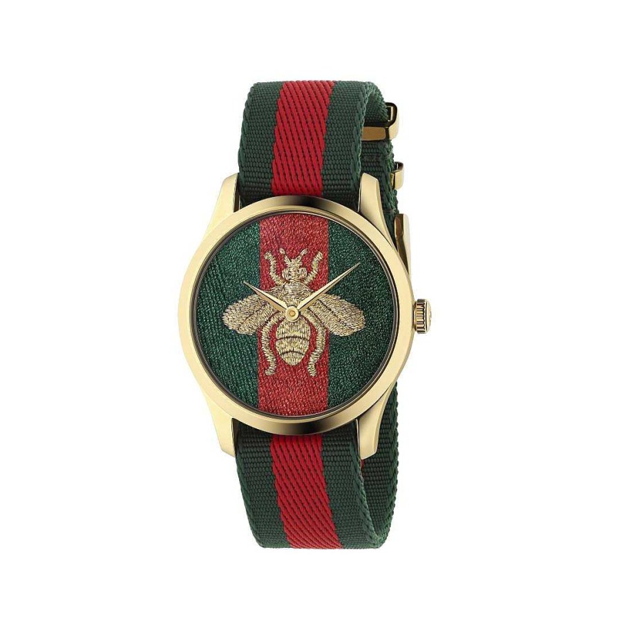 Watches Gucci | Gucci G-Timeless Contemporary 38Mm Red Green Nylon Bee Watch