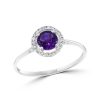 Fashion Rings Bailey's Fine Jewelry | Amethyst & Diamond Halo Ring In 14K White Gold