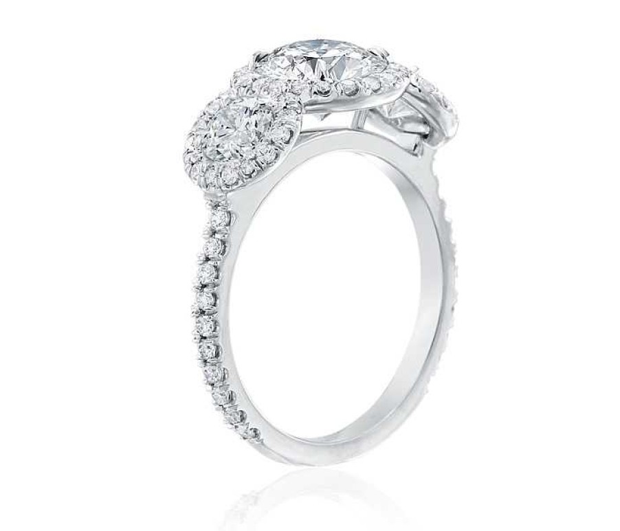 Engagement Rings Forevermark | Forevermark Round Three Stone Halo Engagement Ring Setting