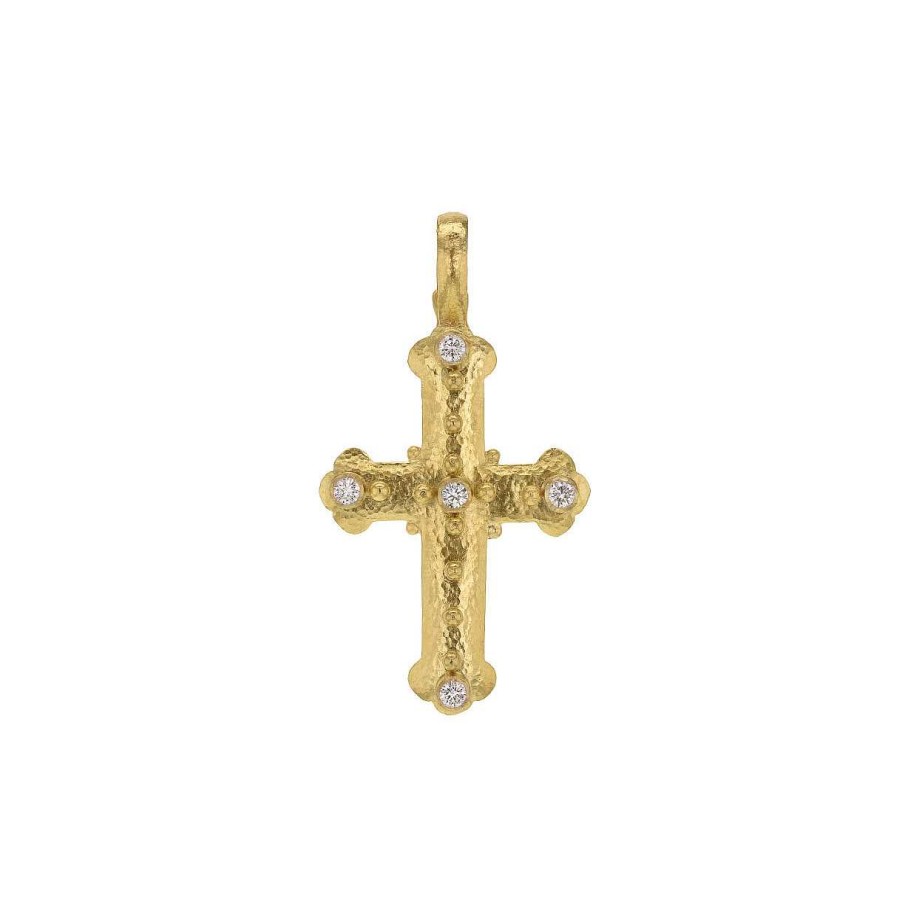 Necklaces & Pendants Elizabeth Locke | Elizabeth Locke Byzantine Cross Pendant With Diamonds