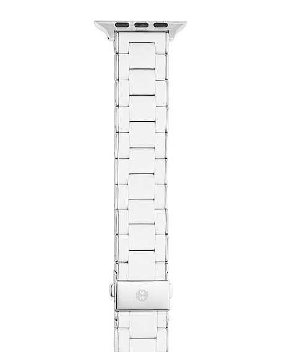 Watches Michele | Michele Stainless Steel White Silicone Apple Watch Strap