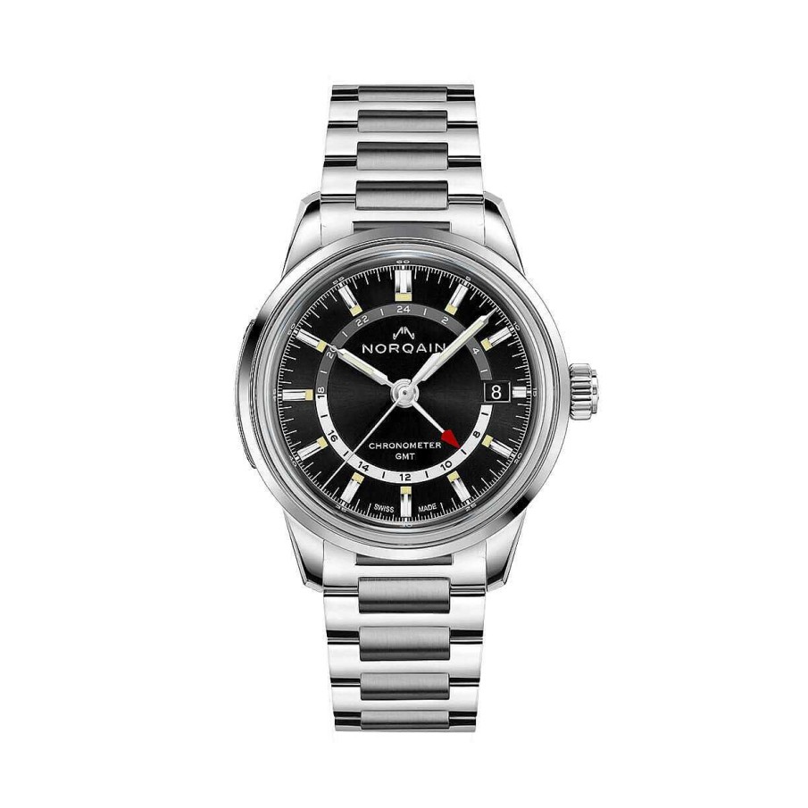 Watches Norqain | Norqain 40Mm Freedom 60 Gmt Watch With Black Dial