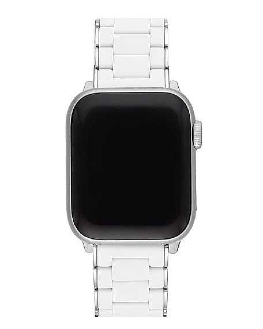 Watches Michele | Michele Stainless Steel White Silicone Apple Watch Strap