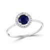 Fashion Rings Bailey's Fine Jewelry | Sapphire & Diamond Halo Ring In 14K White Gold