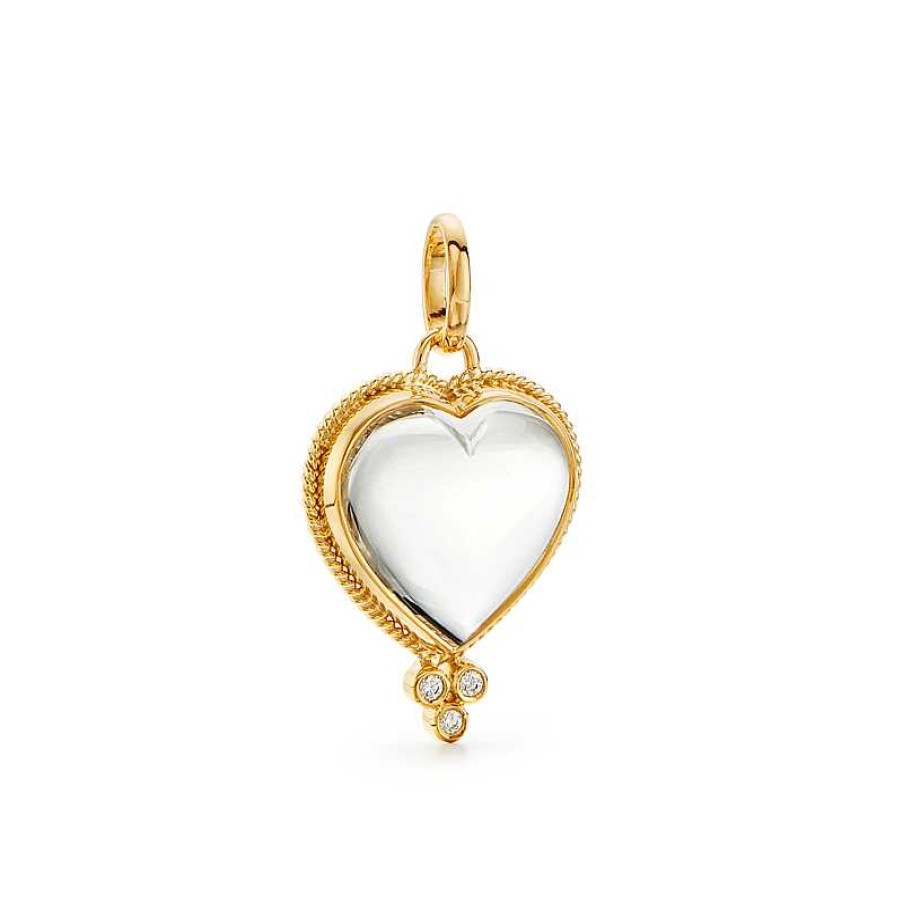 Necklaces & Pendants Temple St Clair | Temple St. Clair Rock Crystal Heart Pendant In 18K Gold And Diamonds