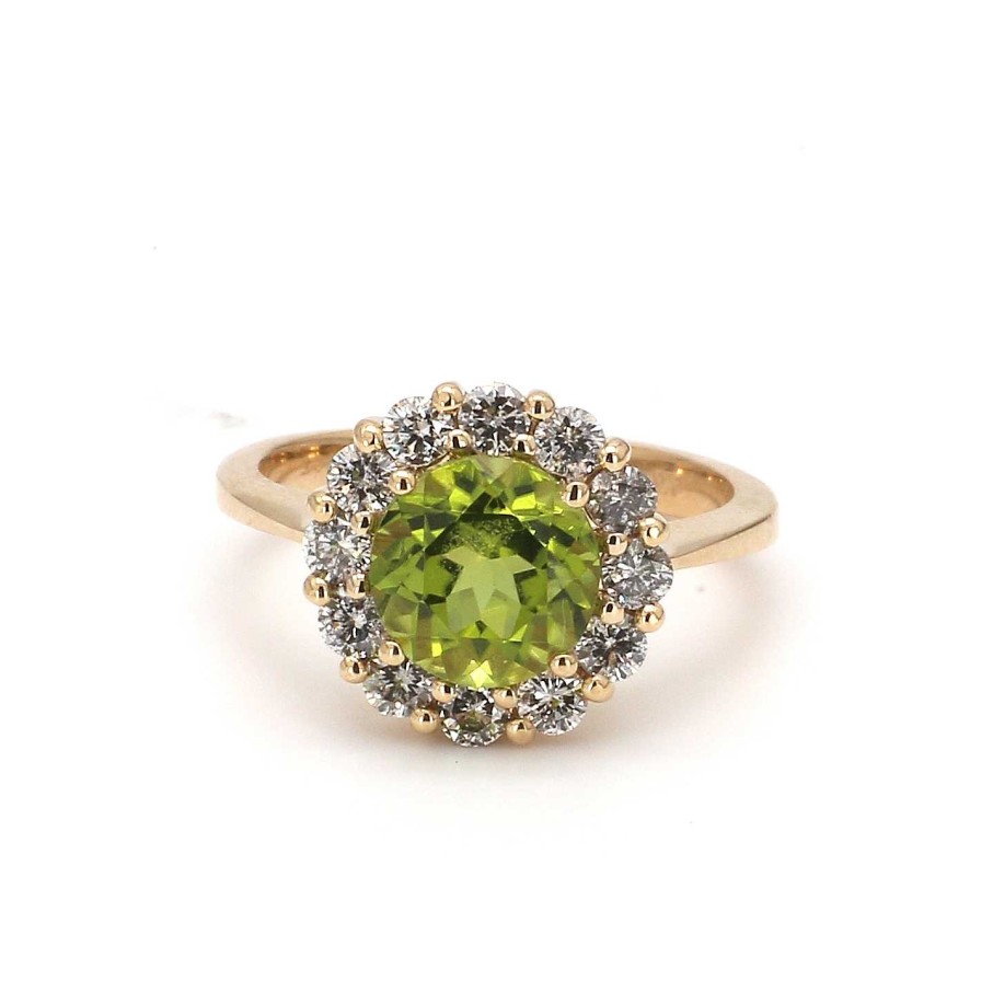 Fashion Rings Bailey's Fine Jewelry | Round Peridot Gemstone With Diamond Halo Ring