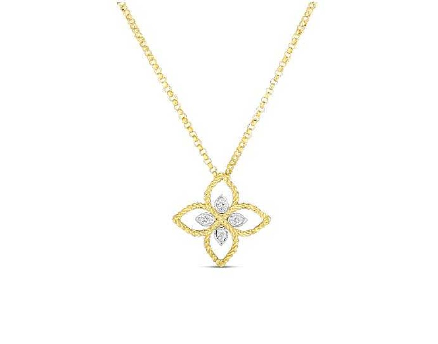 Necklaces & Pendants Roberto Coin | Roberto Coin 18K Principessa Small Flower Pendant Necklace With Diamonds