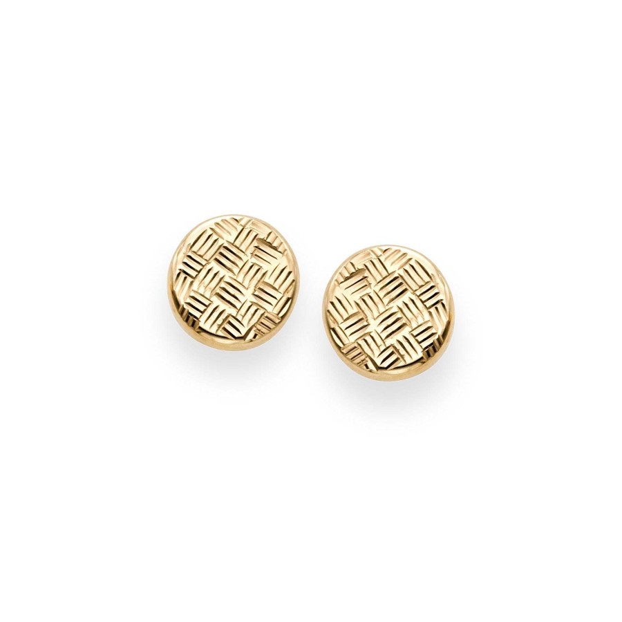 Earrings Bailey's Fine Jewelry | Textured Button Stud Earrings In 14Kt Yellow Gold