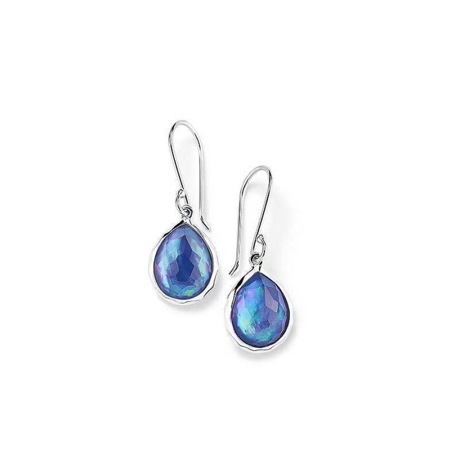 Earrings Ippolita | Ippolita Mini Teardrop Rock Crystal, Mother Of Pearl, And Lapis Triplet Drop Earrings