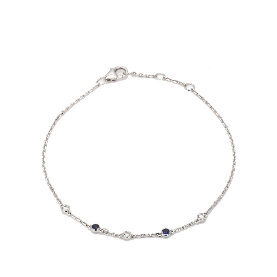 Bracelets & Bangles Bailey's Fine Jewelry | Diamond And Sapphire By The Yard Bracelet