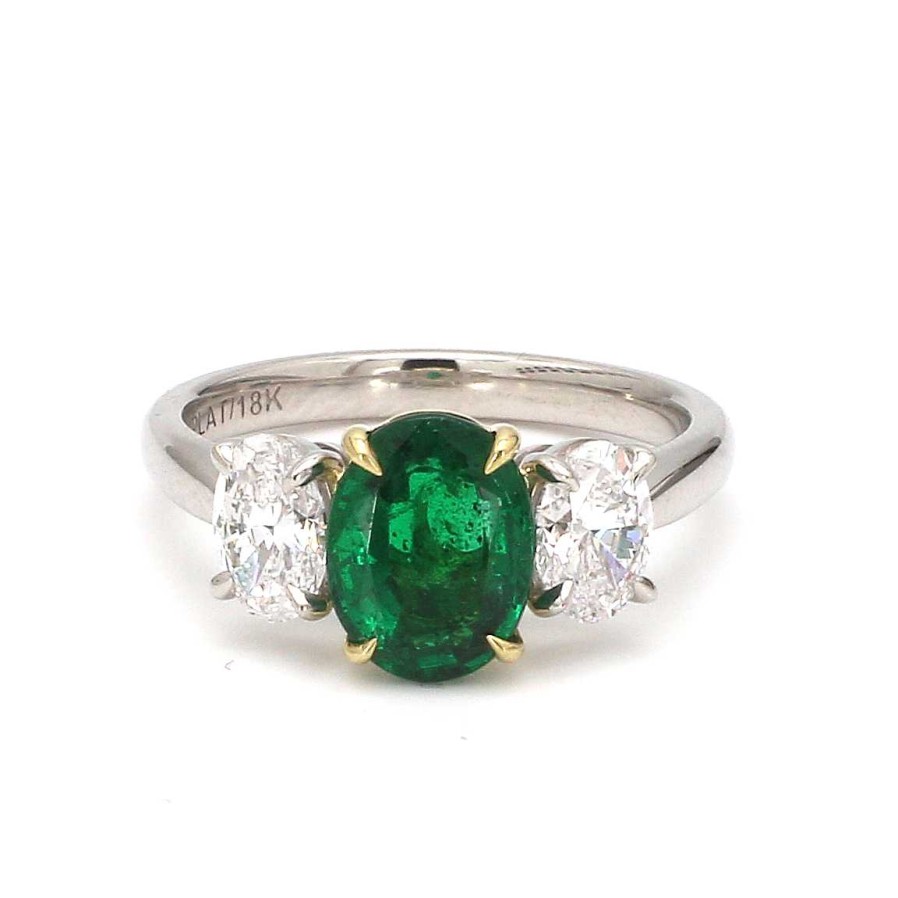 Fashion Rings Bailey's Fine Jewelry | Three Stone Emerald And Diamond Ring