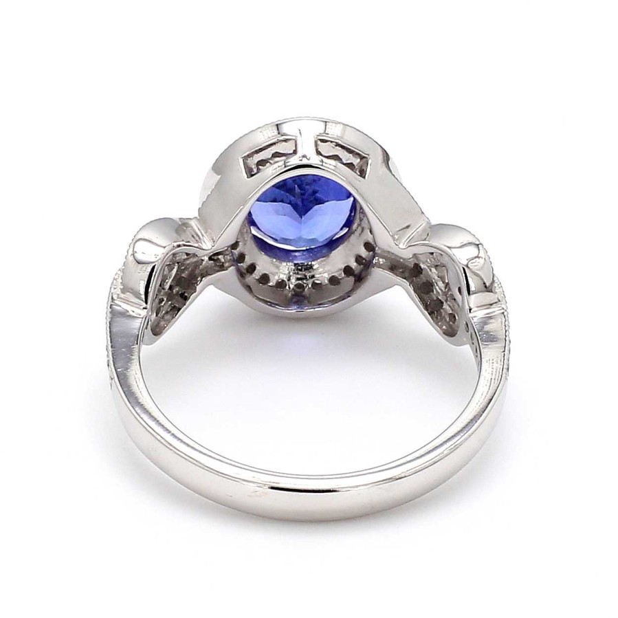 Fashion Rings Bailey's Fine Jewelry | Tanzanite & Diamond Halo Ring In 14K White Gold