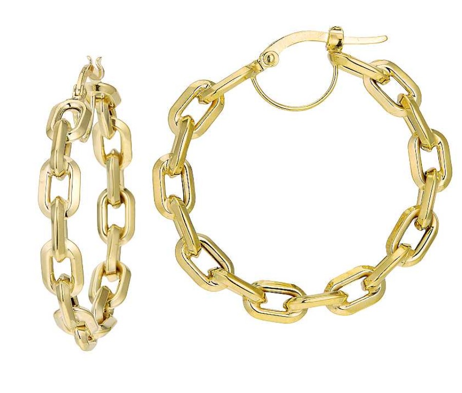 Earrings Bailey's | 14K Yellow Gold Circular Chain Link Hoop Earrings