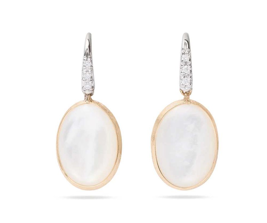 Earrings Marco Bicego | Marco Bicego Lunaria 18K Gold White Mother Of Pearl Earrings