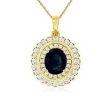 Necklaces & Pendants Bailey's Fine Jewelry | Oval Sapphire With Double Diamond Halo Pendant Necklace