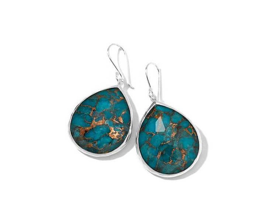 Earrings Ippolita | Ippolita Wonderland Sterling Silver Large Teardrop Earrings In Bronze Turquoise