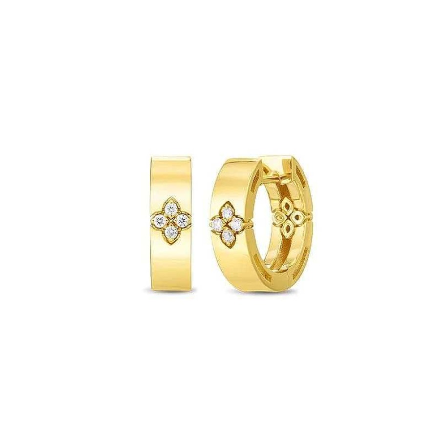 Earrings Roberto Coin | Roberto Coin Love In Verona Diamond Accent Snap Hoop Earrings