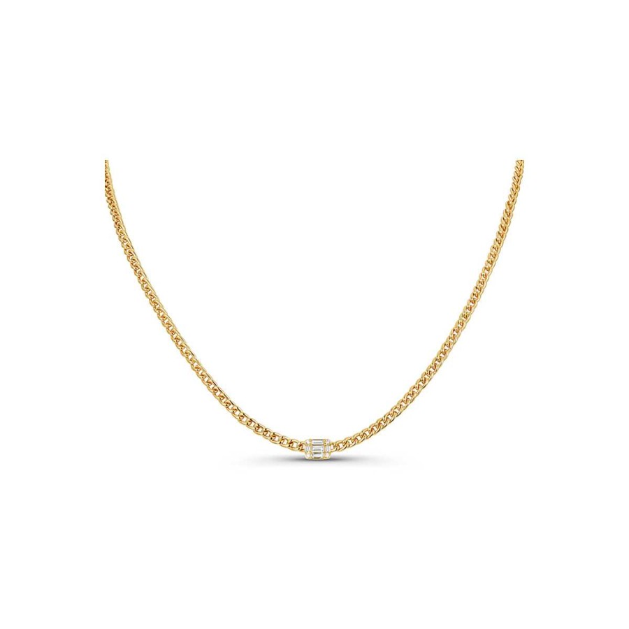 Necklaces & Pendants Bailey's Fine Jewelry | Baguette Cluster Diamond Bezel Set Station Chain Necklace