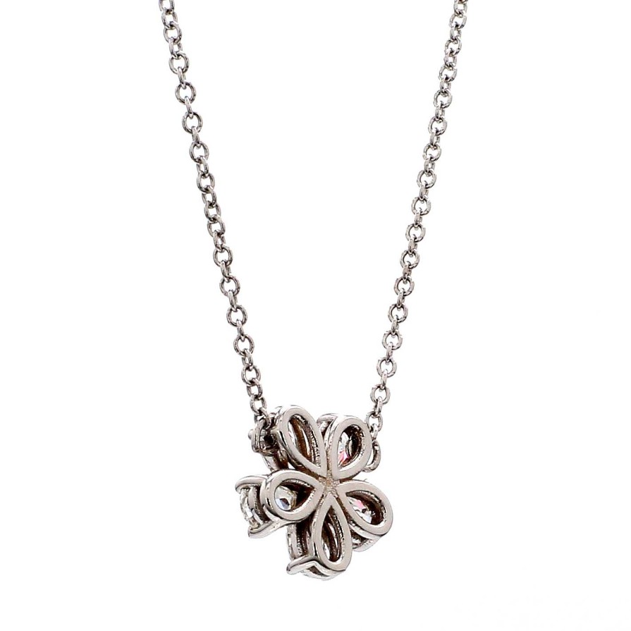 Necklaces & Pendants Bailey's Fine Jewelry | Pear Shaped Diamond Flower Pendant Necklace In 18K White Gold