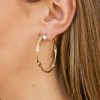 Earrings Bailey's Fine Jewelry | Yellow Gold Squiggle Hoop Earrings With Diamond Stations