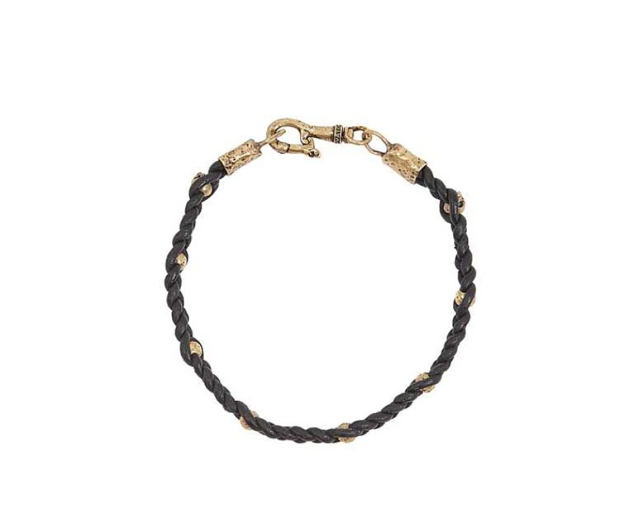 Bracelets & Bangles John Varvatos | John Varvatos Leather Brass Woven Bracelet