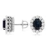 Earrings Bailey's Fine Jewelry | Midnight Sapphire & Diamond Halo Stud Earrings In 14K White Gold