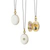 Lockets Monica Rich | Monica Rich Kosann White Enamel Oval Locket With Green Sapphire