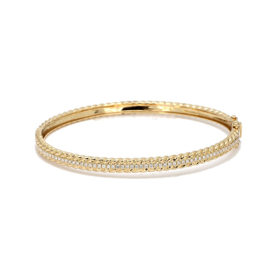 Bracelets & Bangles Bailey's Fine Jewelry | Soft Twist Bangle With Diamonds On Front