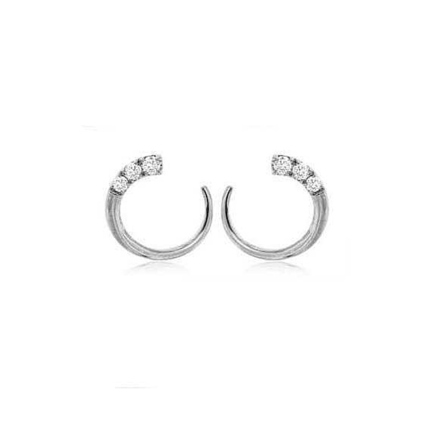 Earrings Bailey's Fine Jewelry | Front Facing Huggie Hoops Earrings With Diamonds