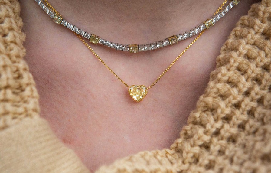 Necklaces & Pendants Bailey's Fine Jewelry | Fancy White And Yellow Radiant Diamond Necklace